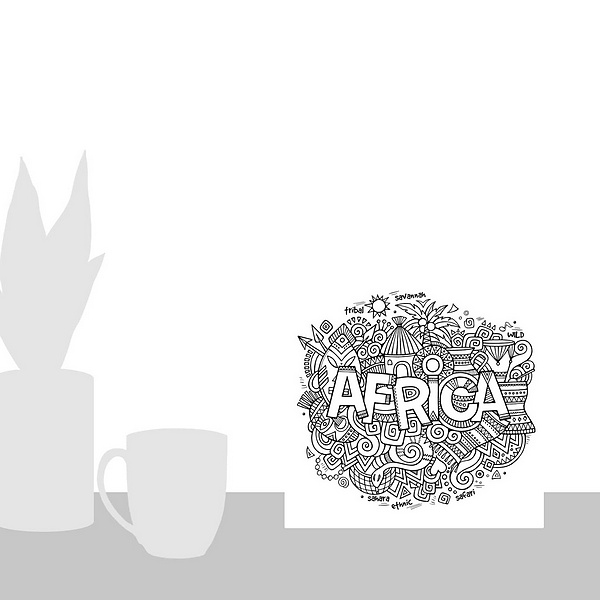 A scale-illustration room featuring Africa