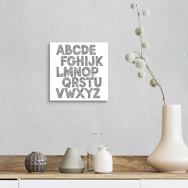A farmhouse room featuring Patterned Alphabet