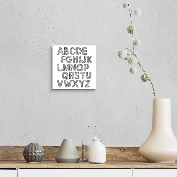 A farmhouse room featuring Patterned Alphabet