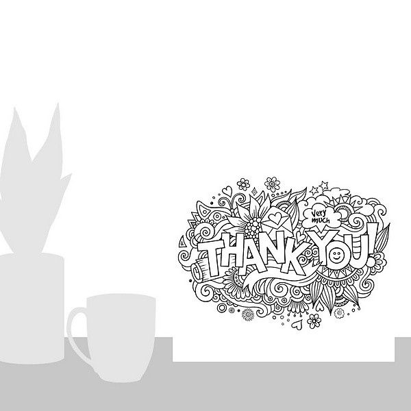 A scale-illustration room featuring Thank You