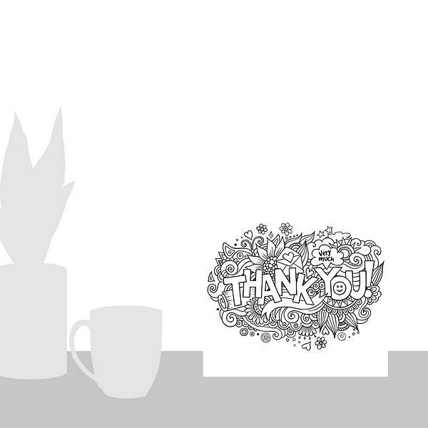 A scale-illustration room featuring Thank You