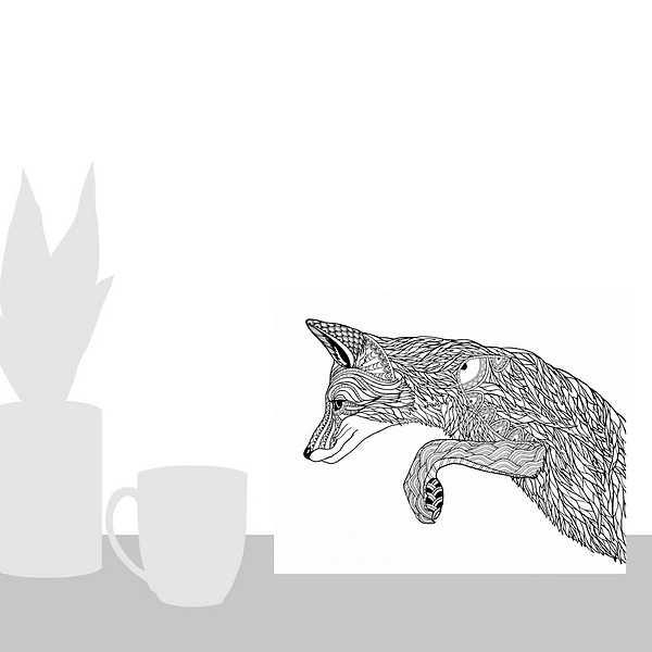 A scale-illustration room featuring BW Pouncing Fox