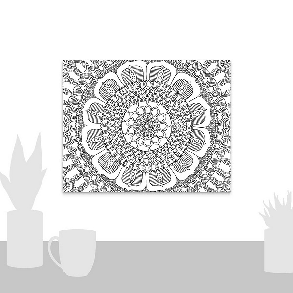 A scale-illustration room featuring Flower Mandala