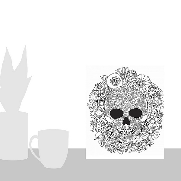 A scale-illustration room featuring Sugar Skull Wreath