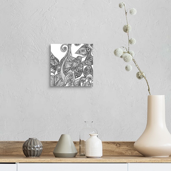 A farmhouse room featuring Bird In Paradise - Black And White