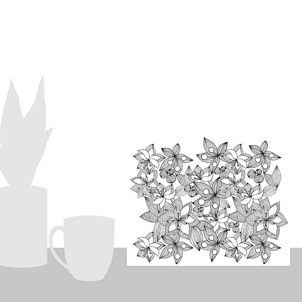 A scale-illustration room featuring Blooming - Black And White