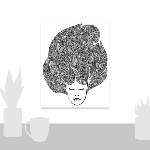 A scale-illustration room featuring Dreaming With Flowers - Black And White