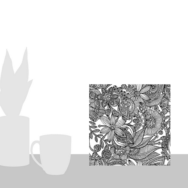 A scale-illustration room featuring Flowers And Doodles - Black And White