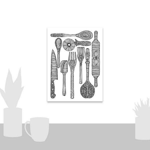 A scale-illustration room featuring Let's Cook - Black And White