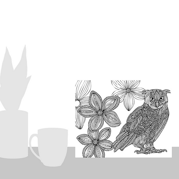 A scale-illustration room featuring Matt The Owl - Black And White