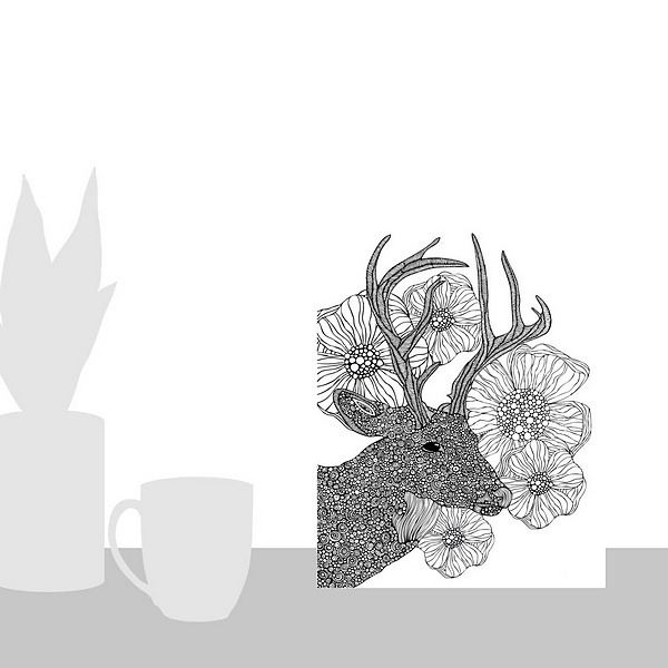 A scale-illustration room featuring My Dear Deer - Black And White