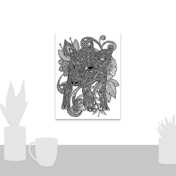 A scale-illustration room featuring Paisley Piggy - Black And White