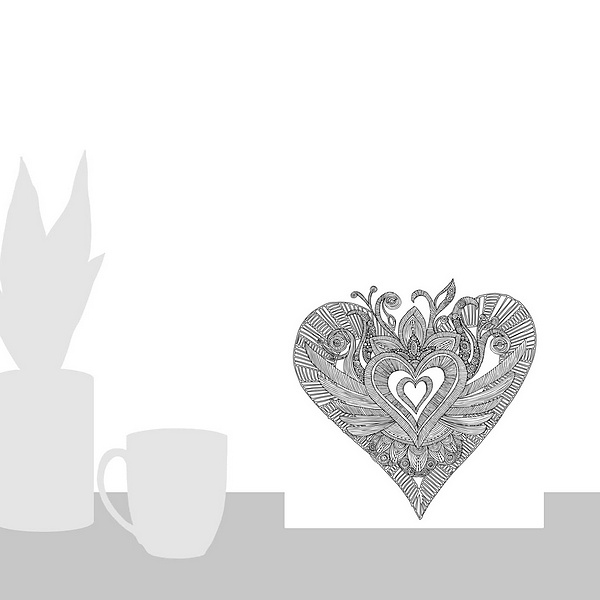 A scale-illustration room featuring Rock Heart - Black And White