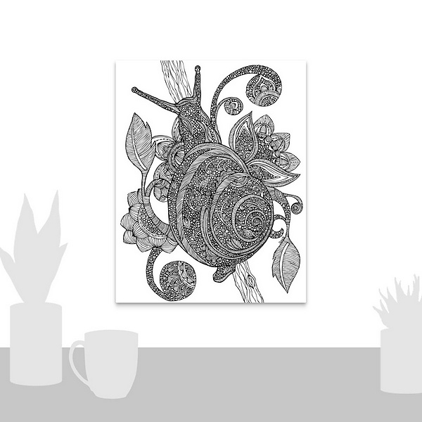 A scale-illustration room featuring Snail - Black And White