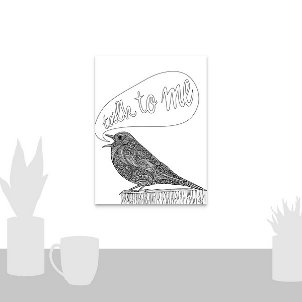 A scale-illustration room featuring Talk To Me - Black And White