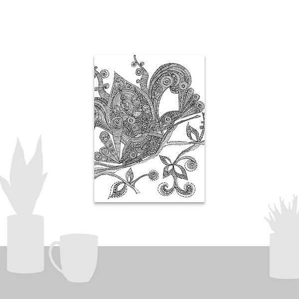 A scale-illustration room featuring Two Birds - Black And White