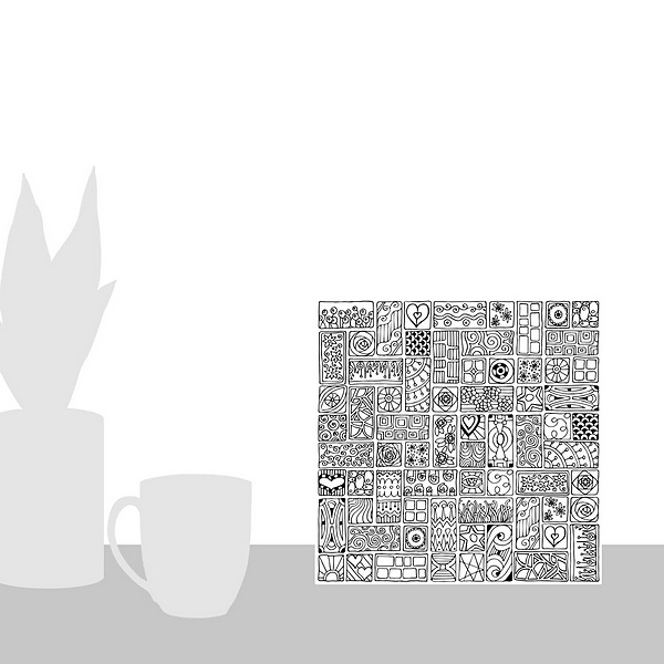 A scale-illustration room featuring Mosaic Squares I
