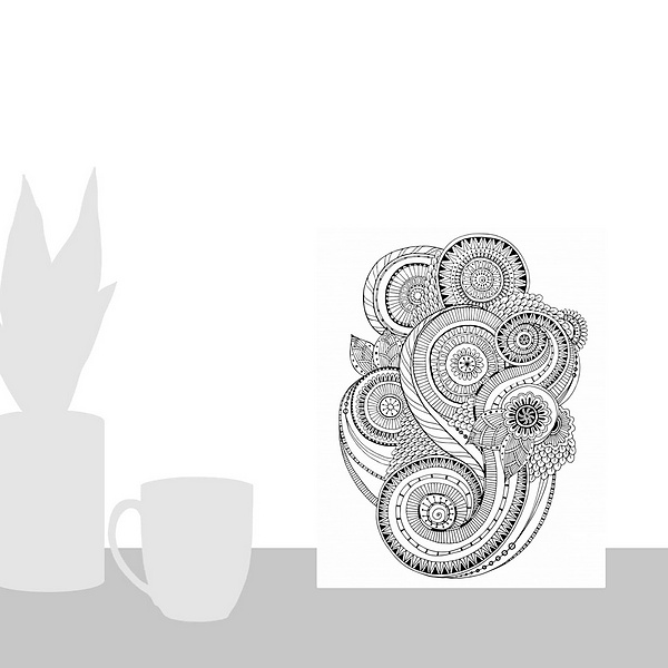 A scale-illustration room featuring Paisley Swirl I