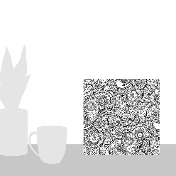 A scale-illustration room featuring Paisley Swirl II