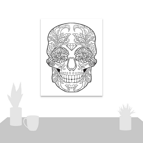A scale-illustration room featuring Sugar Skull