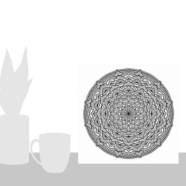 A scale-illustration room featuring Digital Mandala XIII