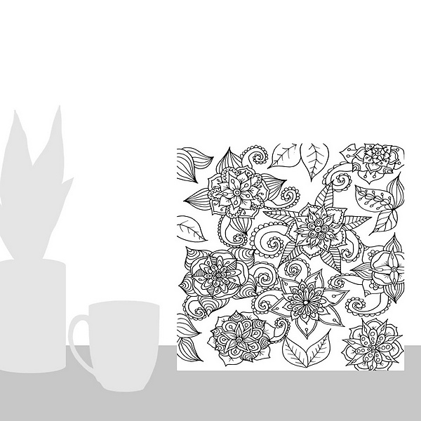 A scale-illustration room featuring Flowers Doodle