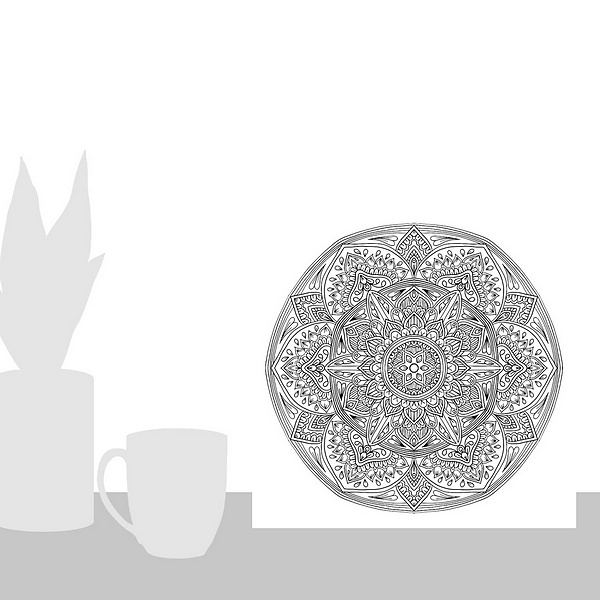 A scale-illustration room featuring Digital Mandala IV
