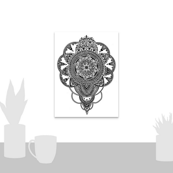 A scale-illustration room featuring Hand Drawn Mandala IX
