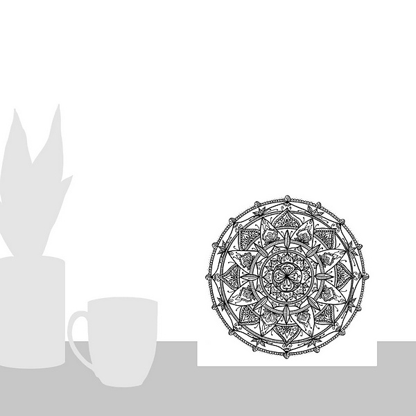 A scale-illustration room featuring Hand Drawn Mandala VIII