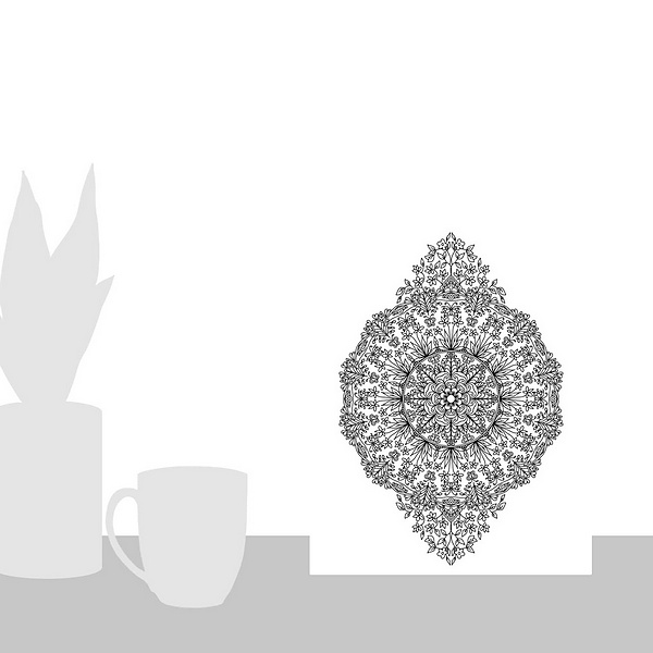 A scale-illustration room featuring Spring Mandala