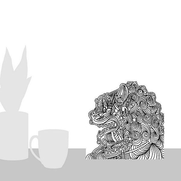 A scale-illustration room featuring Asian Lion