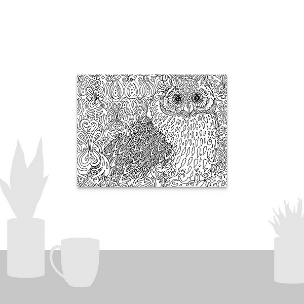 A scale-illustration room featuring Owl