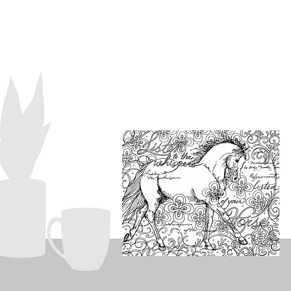 A scale-illustration room featuring Running Horse