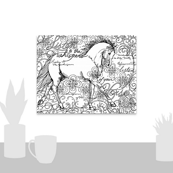A scale-illustration room featuring Running Horse