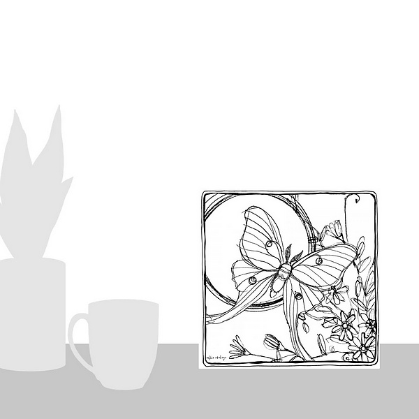A scale-illustration room featuring Luna Moth