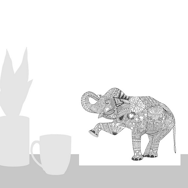 A scale-illustration room featuring Asian Elephant