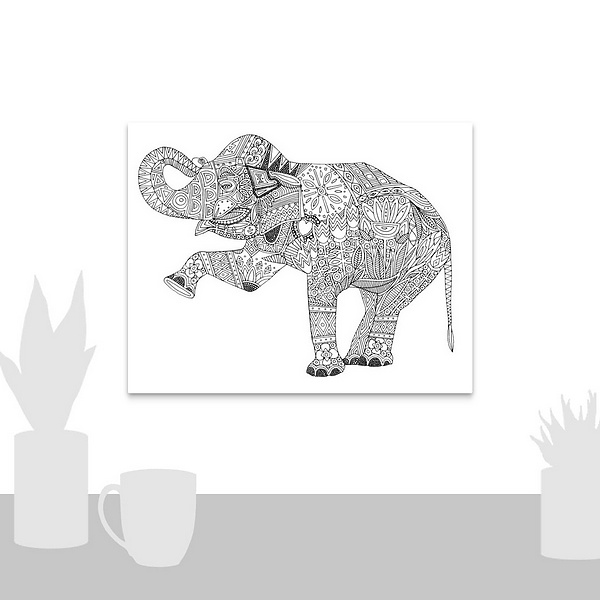A scale-illustration room featuring Asian Elephant