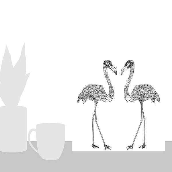 A scale-illustration room featuring Flamingos