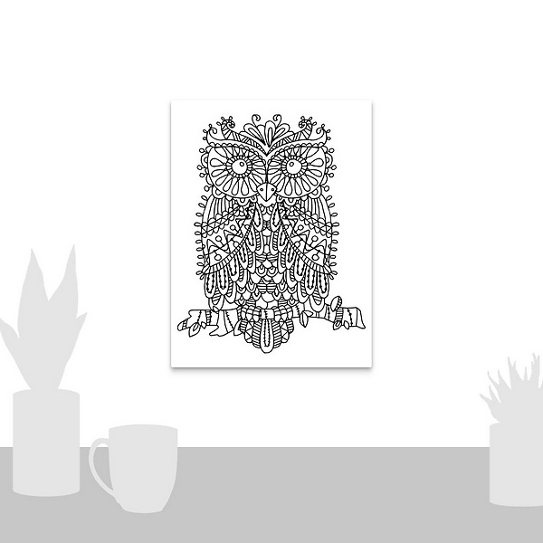 A scale-illustration room featuring Color me owl