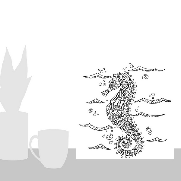 A scale-illustration room featuring Color Me - Seahorse