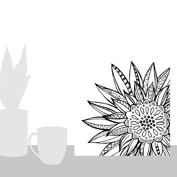 A scale-illustration room featuring Color Me - Sunflowers