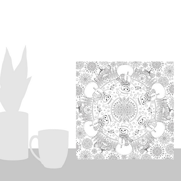 A scale-illustration room featuring Frosty the Snowman Mandala