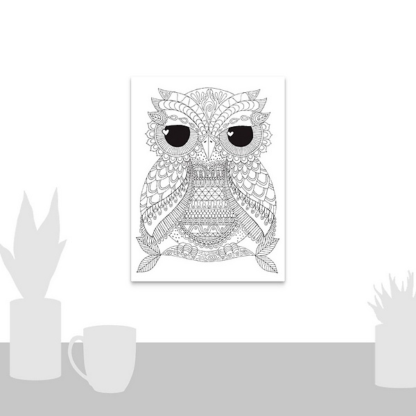 A scale-illustration room featuring Owl Dude