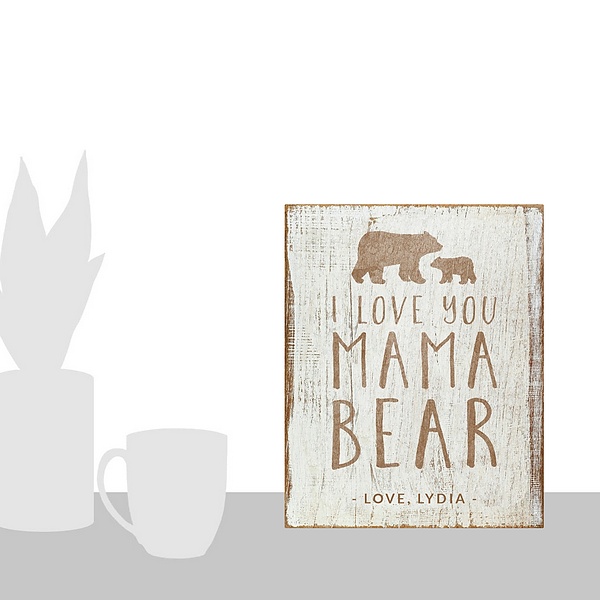 A scale-illustration room featuring Mama Bear