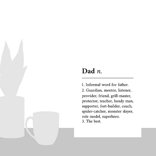 A scale-illustration room featuring Dad Definition