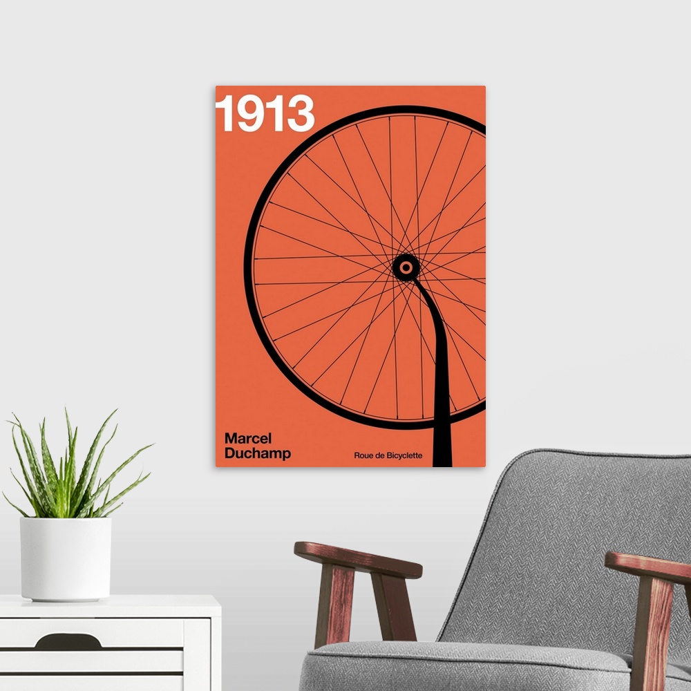 A modern room featuring 1913 Roue De Bicyclette