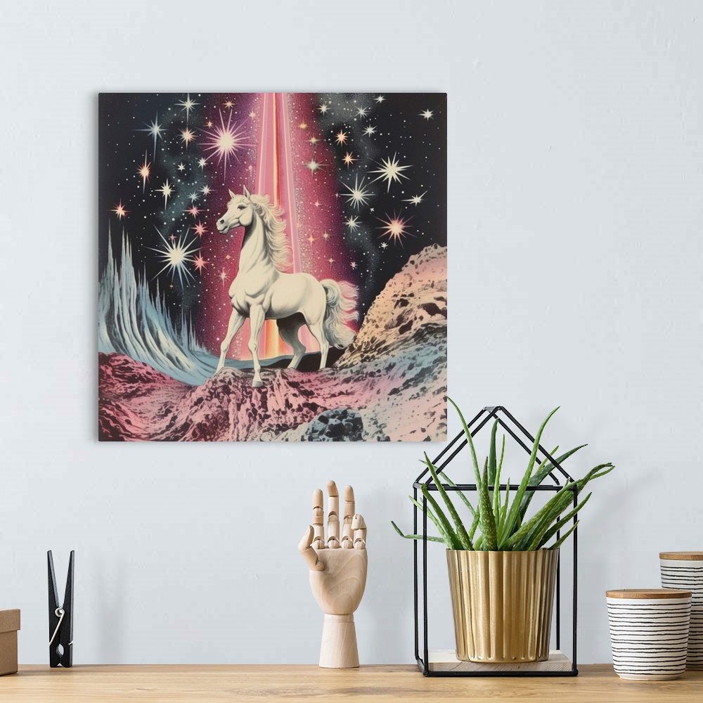 A bohemian room featuring 1980's Magical Horse