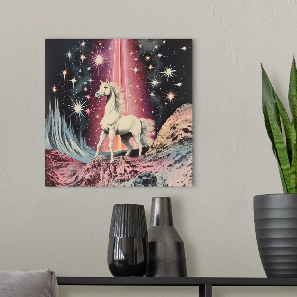 A modern room featuring 1980's Magical Horse