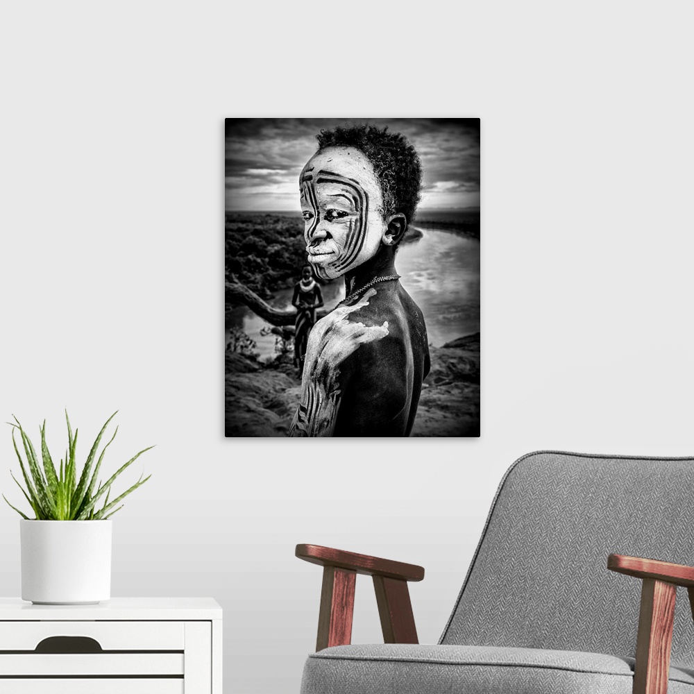 A modern room featuring A Boy Of The Karo Tribe (Omo Valley-Ethiopia)