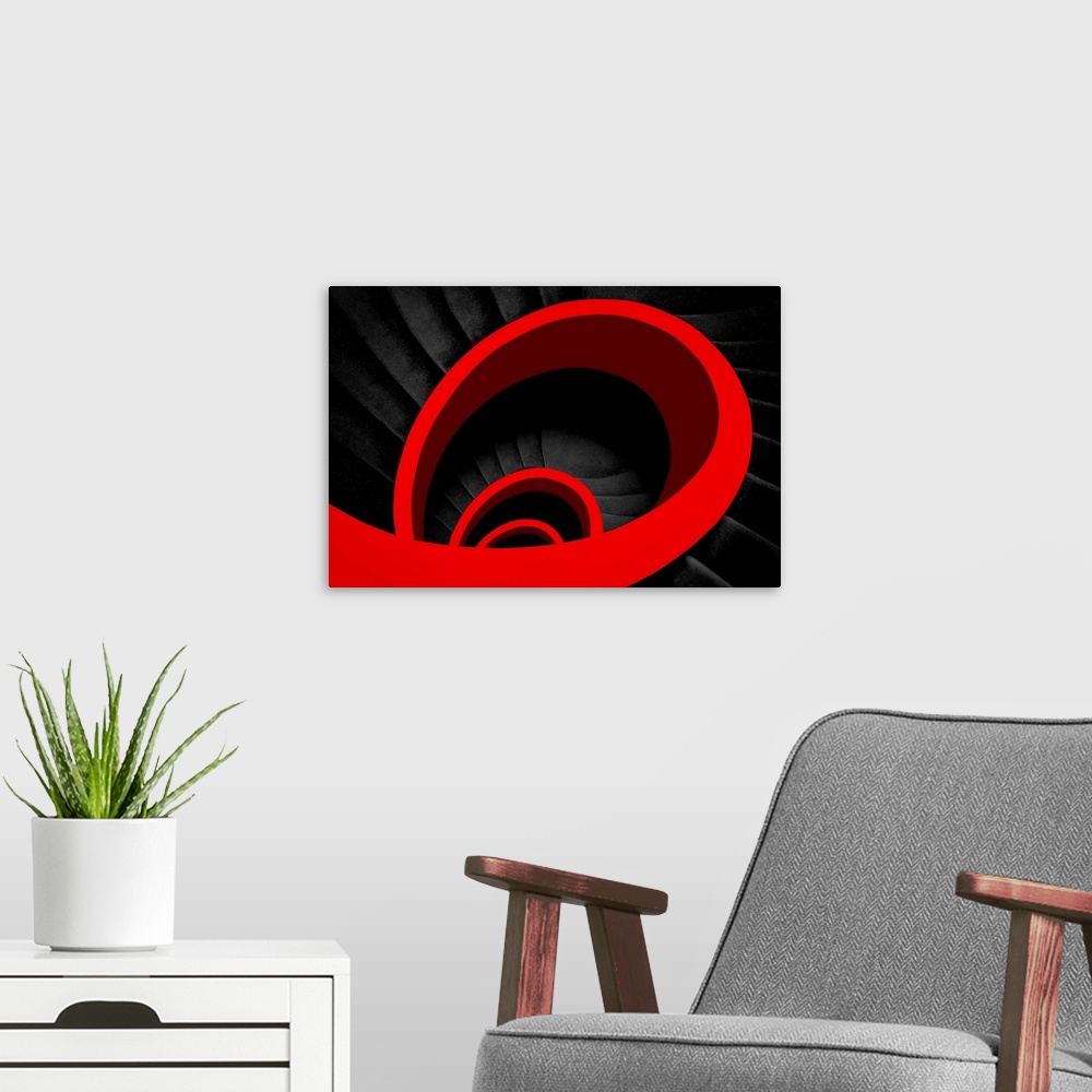 A modern room featuring A Red Spiral